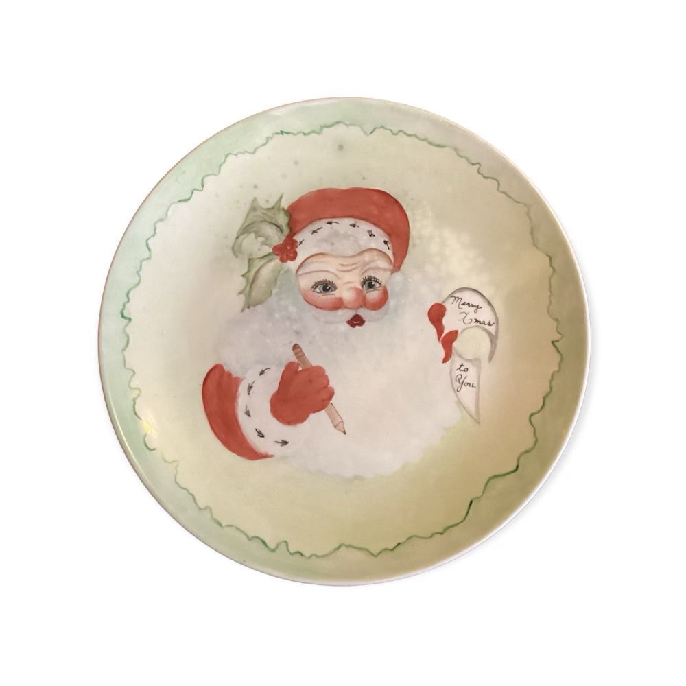 Vintage Handmade Santa’s Cookie Glass Plate